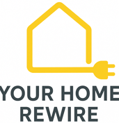 a yellow house with a plugged in the middle of it