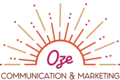 Logo Oze Communication & Marketing orné d'un demi soleil
