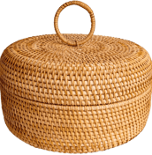 Large Round Rattan Basket Box with Lid