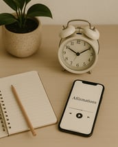a phone phone with a notepad and a clock