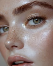 Close-up eines ästhetischen Gesichts mit glänzender Haut – Rothpunkt, Branding- und Werbeagentur Zür