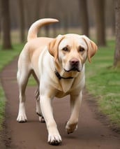 slim and fit labrador dog in a park