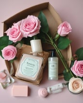 Jabon, champú y 5 rosas