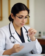 A medical setting with two people, likely healthcare professionals, focusing on a patient who is surrounded by numerous medical devices and monitors. The environment is busy with various tubes and equipment connected to the patient.