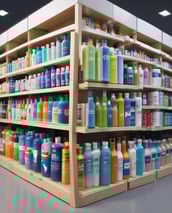 A collection of wellness products is displayed, including a brown glass dropper bottle with a blue label, jars with cream-colored labels, a small bowl with powder, and several capsules scattered on a light surface. Packaging with minimalist design features the brand 'beam' and labels such as 'clarity,' 'the fixer,' and 'revive.'