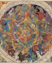 a painting of a circular shaped object with a circular design