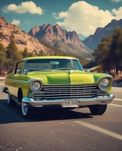 The image features a window display with bold, handwritten text reading 'PAY YOUR TAX NOW HERE!' A vintage car is visible in the reflective glass, along with a partial shadow or silhouette of a person. The background shows a street scene with a building.