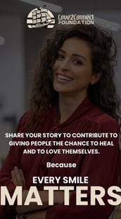a woman with a smile on her face and a quote about the story of her