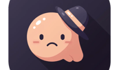 Icono 3D de personaje triste con sombrero sobre fondo oscuro, representa pérdida de tráfico o caída de rendimiento en Egremy