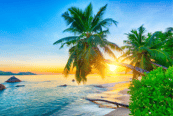 Atardecer en playa de Seychelles