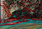 Dumfries House through the trees study - digital collage