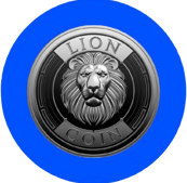 a lion head on a blue background with a lion head