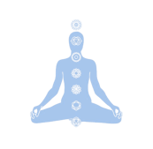 a person sitting in a lotus position with a lotus flower