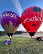 hot air balloon over vilnius or trakai