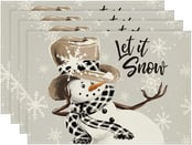 Artoid Mode Grey Snowman Snowflakes Let it Snow Winter Placemats