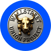 a wall street union union project logo on a blue background