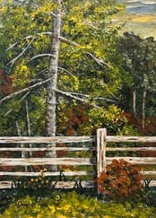 Fenced Together, 2025, Acrylic on canvas, 7 x 5 inches  $95
