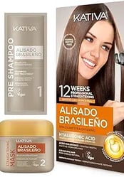 Kativa Brazilian Straightening Kit, 12 Weeks of Home Use Professional Straightening, with Organic Ar