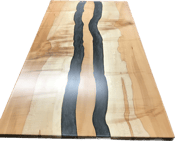 Maple and epoxy resin desk made by Austen at Eternally Furnished..