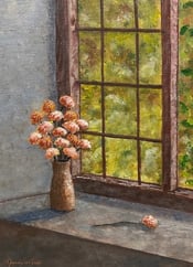 Vase Enjoying the Sun in the Window,  2024,. Acrylic on canvas, 7 x 5 inches  $125  SOLD