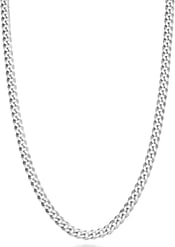 Miabella Italian Solid 925 Sterling Silver 3.5mm Diamond Cut Cuban Link Curb Chain Necklace for Wome