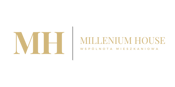 a black and white logo with the words,'millennium house '