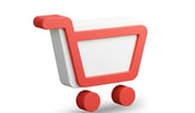 Icono 3D de carrito de compras rojo y blanco, símbolo de e-commerce y conversión en Egremy Digital.