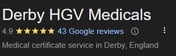 Derby HGV Medicals google reviews