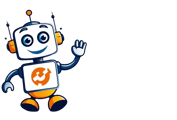 alt="Robot w słuchawkach trzymający smartfon z wyświetloną stroną wizytówką dla małej firmy"