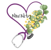 Nourality logo-heart made of a stethoscope with flowers