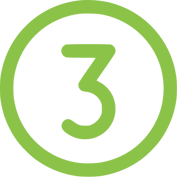 a green and white number three in a circle
