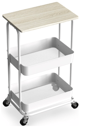 Simple Houseware 2-Tier Rolling Utility Cart with Top Board, Maple for lash artist cart