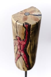 Hang, height 119cm (with stand),Sculpture with steel and engraved wood
