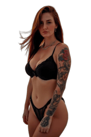 a woman with tattoos on her arm and a long hair as we notice her beauty