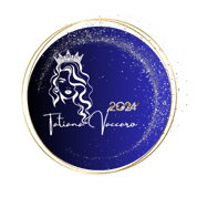 official 2024 logo for Tatiana Vaccaro blue and sparkles