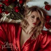 Tatiana Vaccaro posing elegantly in red lingerie for Valentines day photoshoot