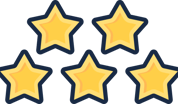 Avaliações cinco estrelas dos nossos serviços