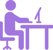 a person sitting at a desk with a computer