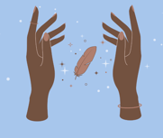 two hands holding a feather 