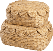 Round Wicker Storage Baskets with Lid
