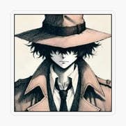 Transparent sticker of a broody anime boy