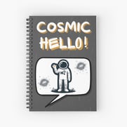 Spiral notebook with the “Cosmic Hello” astronaut design on the cover