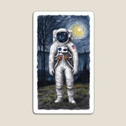Magnet featuring an astronaut in a starry, dark world theme