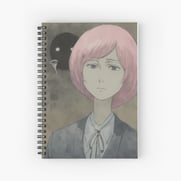 Spiral notebook with a gloomy anime girl on the cover