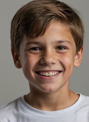 real portrait of a young boy with a toothbrush