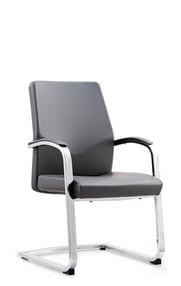 Mavis low-back visitor chair with minimalist grey upholstery and chrome frame