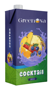 Greenova cocktail juice a box of cocktails with fruit on it