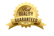 a golden badge with the words best quality guaranteed guaranteed