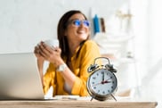 women and clock