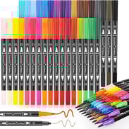 Soucolor Art Brush Markers Pens for Adult Coloring Books, Aesthetic Cute School Supplies, 34 Colors 